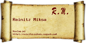 Reinitz Miksa névjegykártya